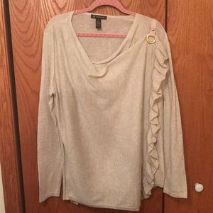 iNC lightweight cream cross over sweater
